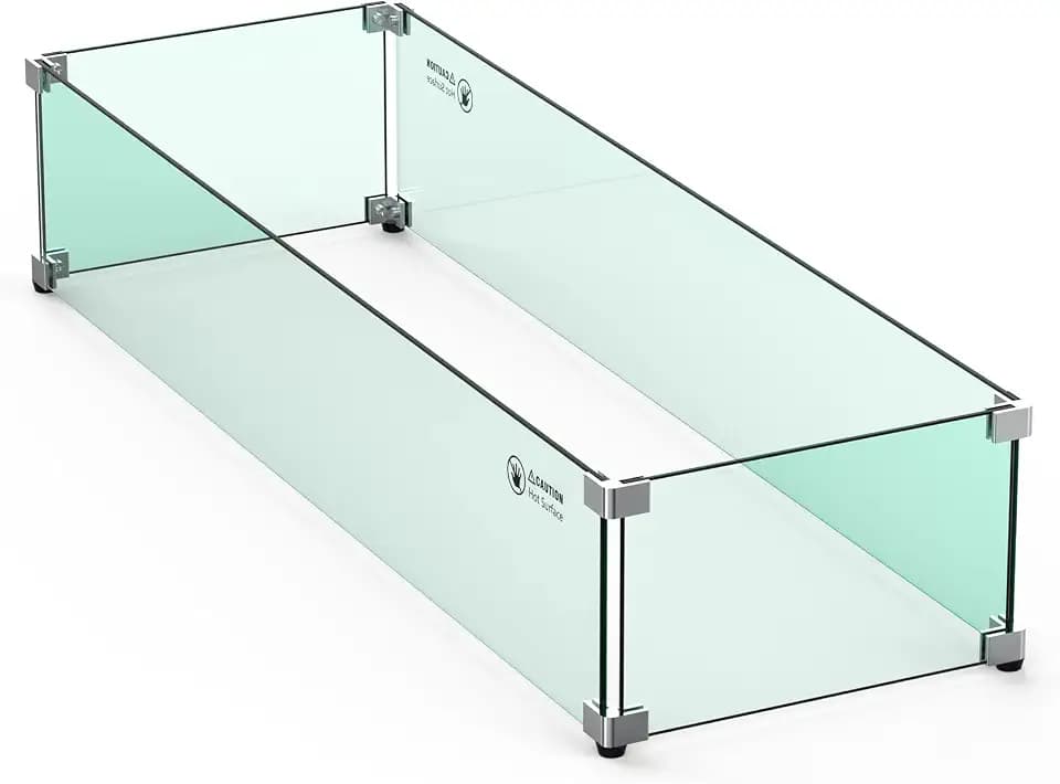 Skyflame Fire Pit Glass Wind Guard, 36" x 11.5", Clear