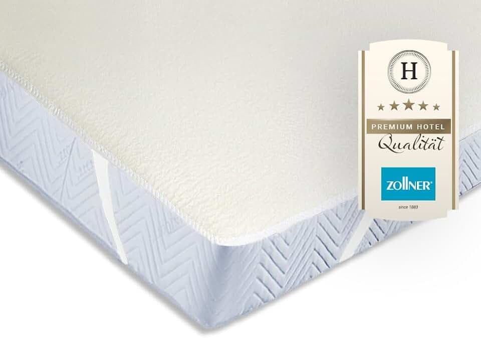ZOLLNER Matratzenschoner - Topper mit praktischen Eckgummis - für Allergiker geeignet – Baumwolle - waschbar bis 95°C - 140x200 cm - Hotelqualität