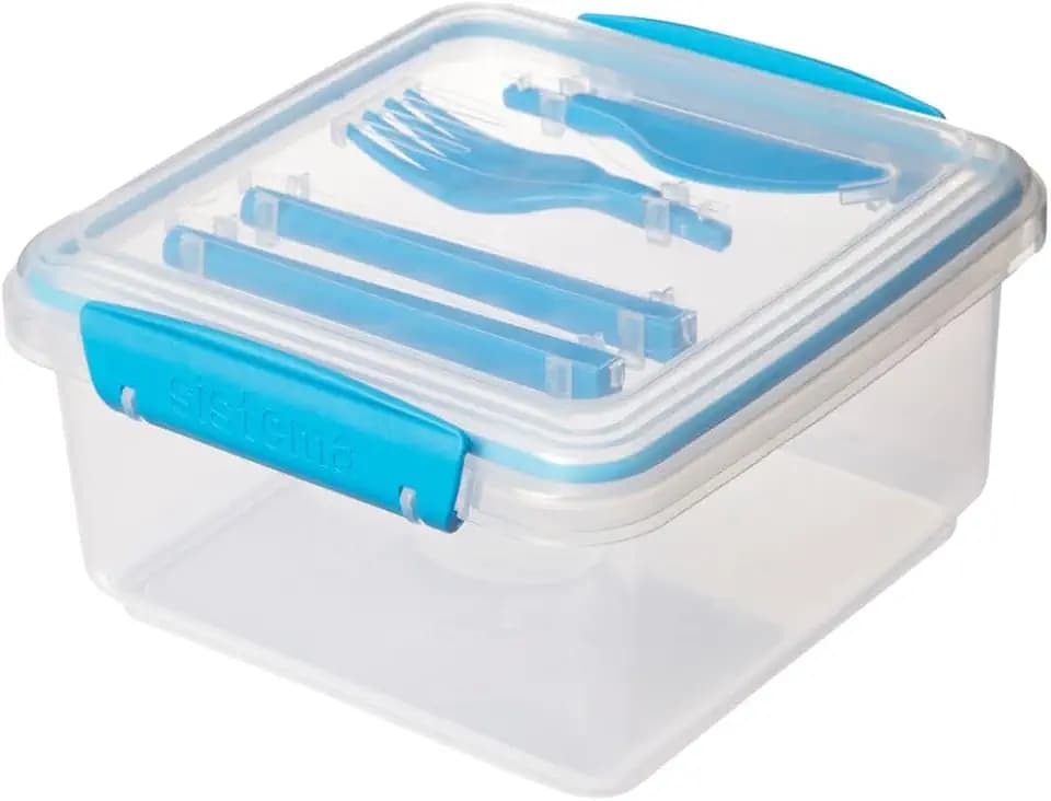 Sistema Brotdose plus Besteck TO GO | 1,2 L Lunchbox mit Messer & Gabel für Kinder & Erwachsene | Gemischte Farben (nicht auswählbar)