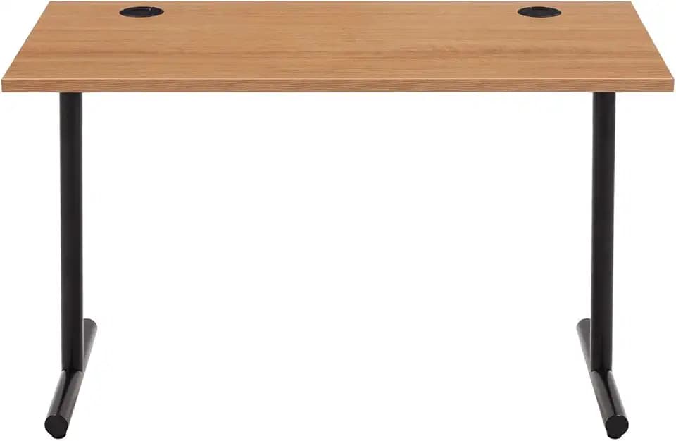 Amazon Basics Home-Office-Schreibtisch, Gaming-Schreibtisch, Computertisch Mit Kabelsteuerung, 25mm Starke Tischplatte, Modern, Einfache Montage, Schwarzer Rahmen, Eiche, 120,0cm x 60,0cm x 73,6cm