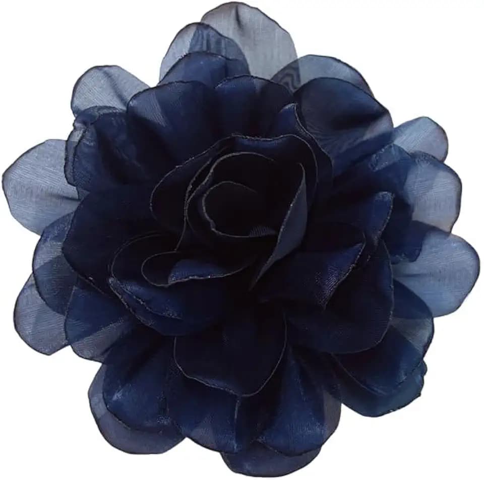 Dainty Satin Fabric Flower Brooch for Women Elegant Rose Floral Lapel Pins for Dress Sweater Coat Holiday Party Dance Banquet Costume Clothing Pin Accessory Jewelry 100mm