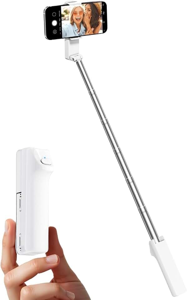 Viozon Portable Selfie Stick, Lightweight Extendable Stainless Steel Tube,All-in-One Compact Selfie Stick with Wireless Remote Compatible with 4-7" iPhone/Android Phones for Vlog/Travel/Filming, W