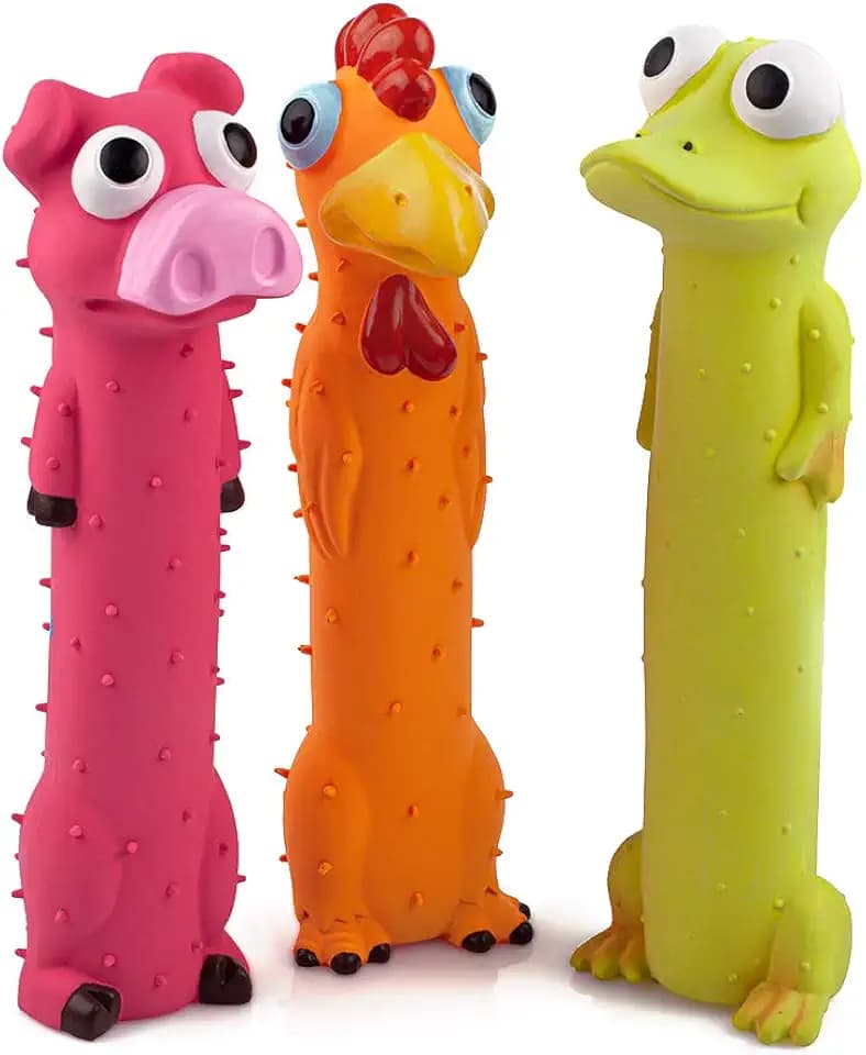 Chiwava 3 Stück 9 Zoll Latex mit Quietscher Dog Toys lang Animal Puppy Quietschen Interaktives Spielen Sortierte Farbe