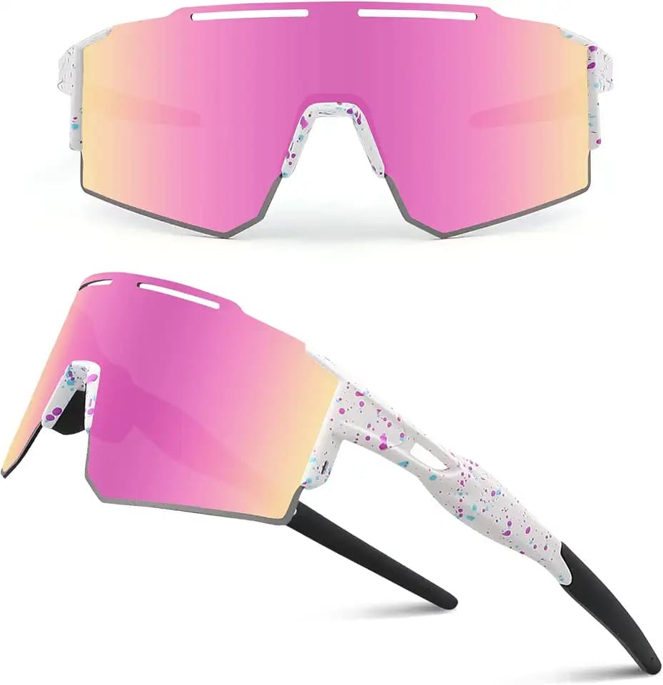 DUDUKING Sonnenbrille Fahrradbrille Herren Damen,Wassertransferdruck Sportbrillen Radsport Brillen für Outdoorsport Radfahren Laufen Golf UV 400 Schutz Baseball Brille