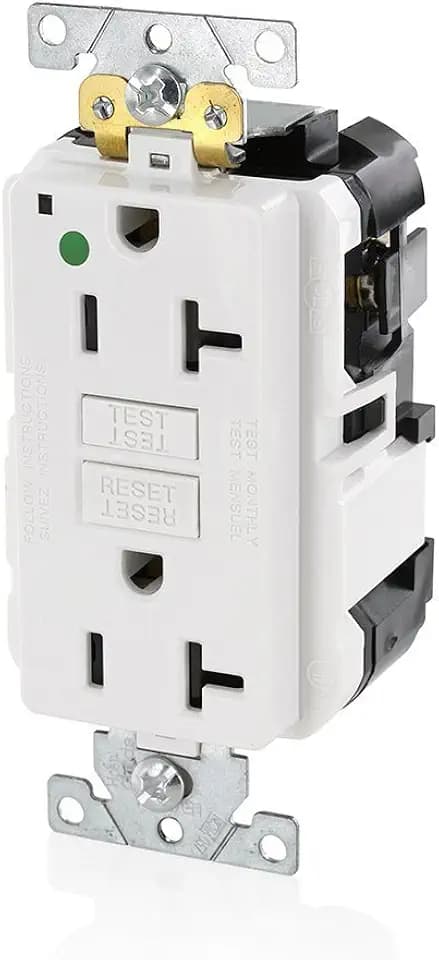 Leviton 20A-125V Extra-Heavy Duty Hospital Grade Non-Tamper-Resistant Lev-Lok Duplex Self-Test GFCI Receptacle, MGFN2-HGW, White