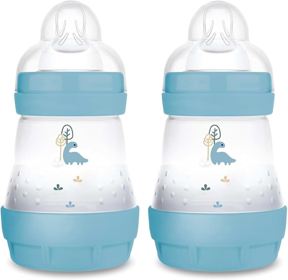 MAM Easy Start Anti-Colic Babyflasche 160 ml, 2er-Set, 0+ Monate, Dino