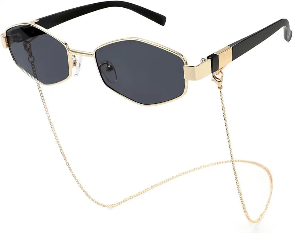 boten Trendy Hexagon Sunglasses for Women with Chain