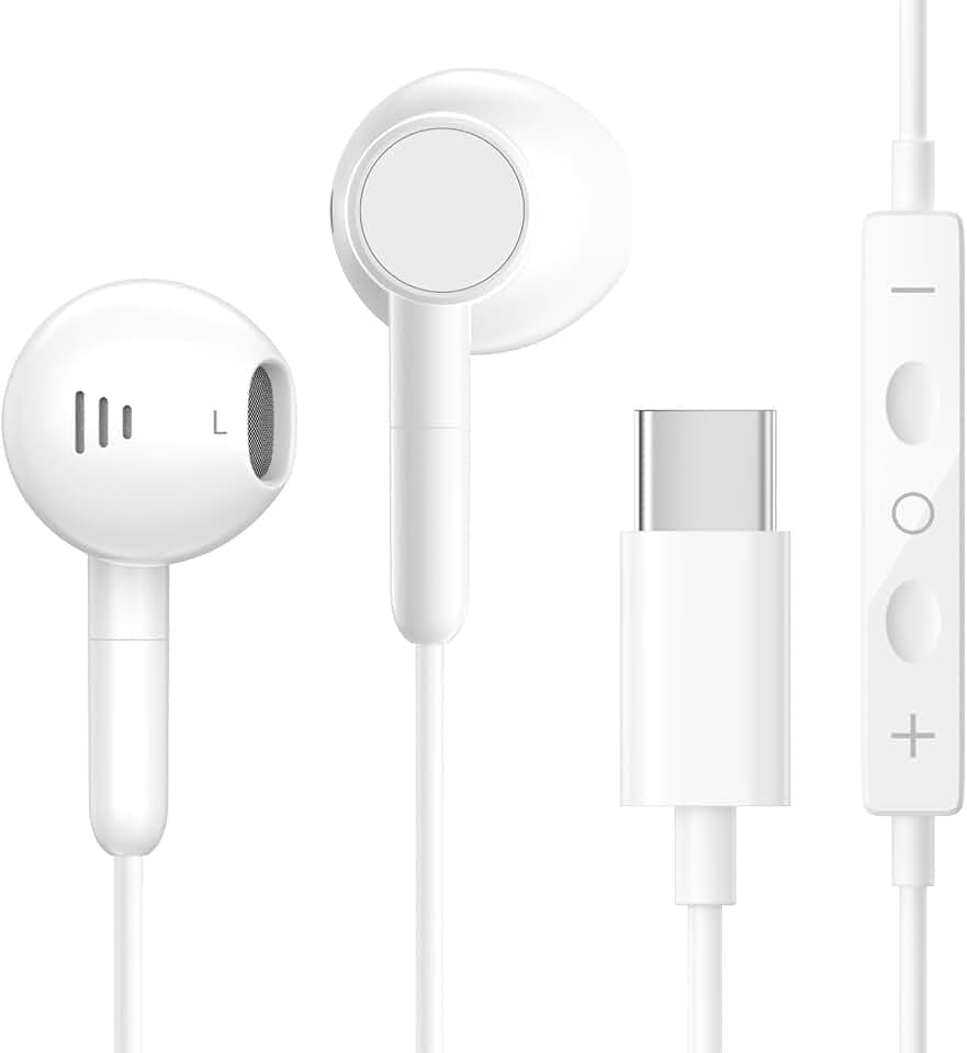 Ohuhu USB C Kopfhörer für iPhone 17/16, In-Ear Kabelkopfhörer USBC mit Mikrofon Lautstärkeregler HiFi-Stereo für iPhone 15 Pro Max/Plus iPad Pro Air Mini/ S25 S24 S23 S22 Ultra A55/Pixel usw