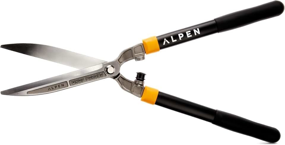 ALPEN Pilatus 200 - Heckenschere 600 mm, geschmiedete Karbonstahlklingen, ergonomische Aluminiumgriffe, präziser und langlebiger Schnitt, Stoßdämpfer, Profi- und Hobbygärtner-Werkzeug