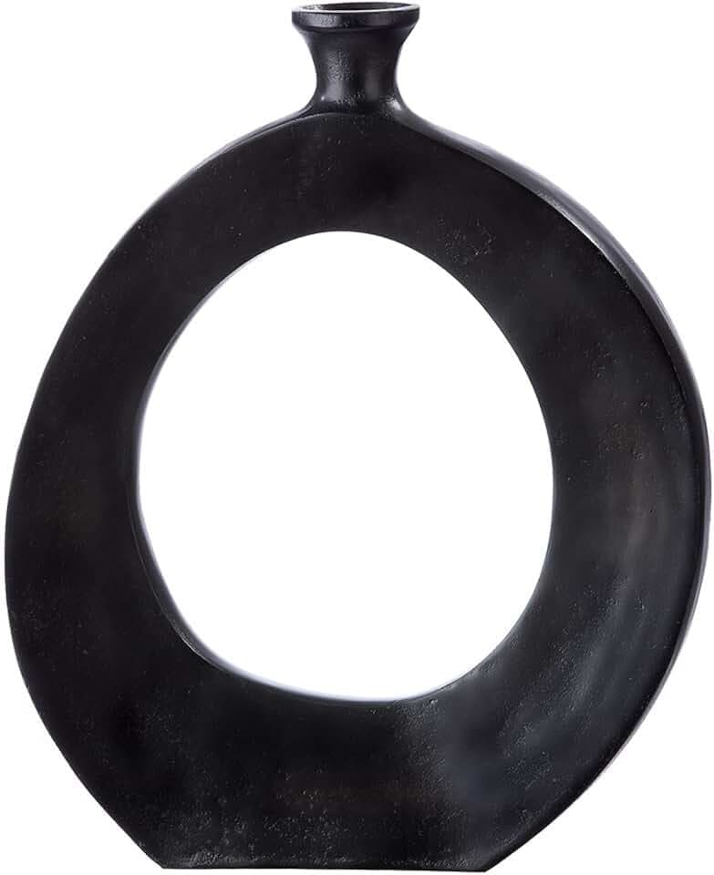 GILDE Schwarze Blumenvase Vase aus Aluminium - Deko Wohnzimmer Geschenk für Frauen Geburtstag Muttertag Höhe 40 cm