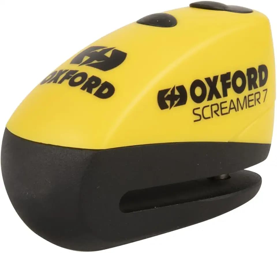 Oxford - Screamer7 Alarm Disc Lock Yellow/Black, Loud 100dB Siren with Motion/Shock Sensors