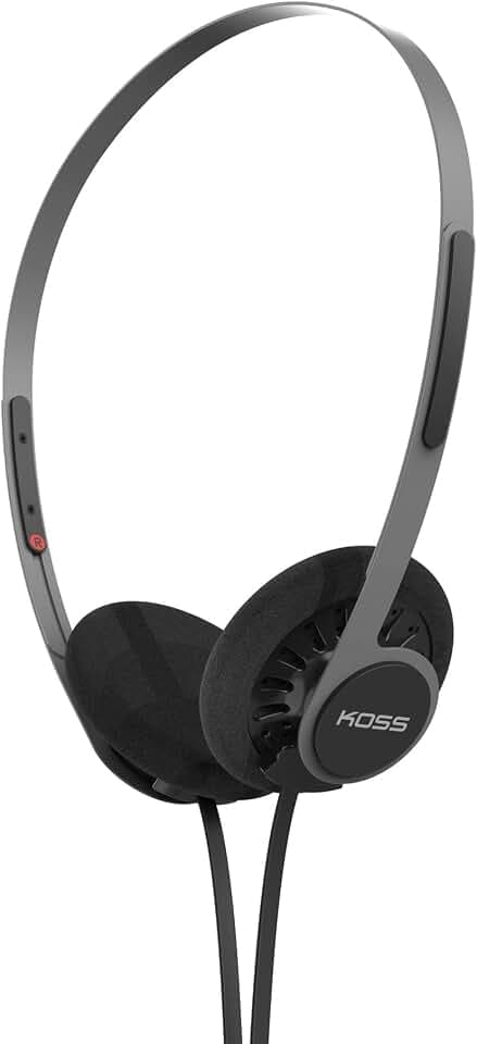 Koss KPH40 Utility On-Ear-Kopfhörer, abnehmbares austauschbares Kabelsystem, Retro-Stil, ultraleichtes Design (Stealth Black)