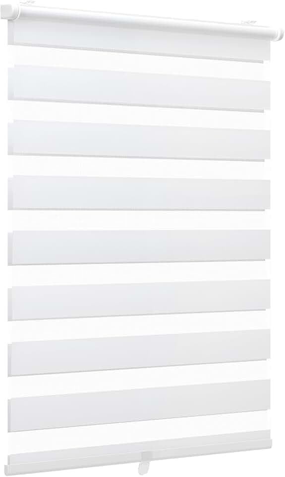Sekey Doppelrollo Klemmfix ohne Bohren Doppelrollo Duo Rollo Schnurlos Rollo Faltrollo 105x130cm, Weiß