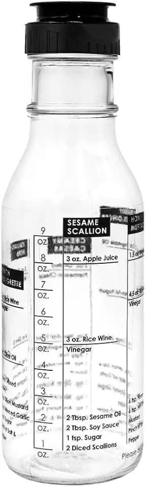 Salad Dressing Shaker & Mixer Bottle with Built-In Recipes 12oz / 350ml
