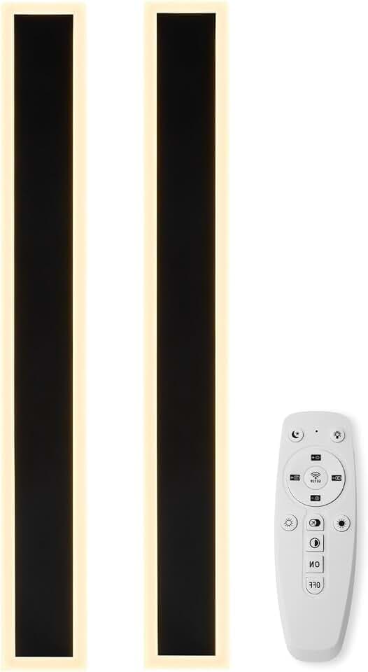2 Stück 80CM Moderne Wandleuchte Aussen, 3000K-6000K 10%-100% Dimmbar Lange Wandleuchte Außen,IP65 Wasserdichte Wandlampe mit Fernbedienung für Eingangsbereich,Flur,Garage,Terrasse,Treppenhaus,Garten