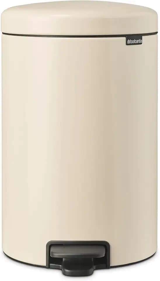 Brabantia - NewIcon Treteimer 20L - Medium Abfalleimer für Küche oder Schlafzimmer - Sanft Schließender Deckel - Leichte Pedalbedienung - Entnehmbarer Inneneimer - Soft Beige - 29 x 38 x 47 cm
