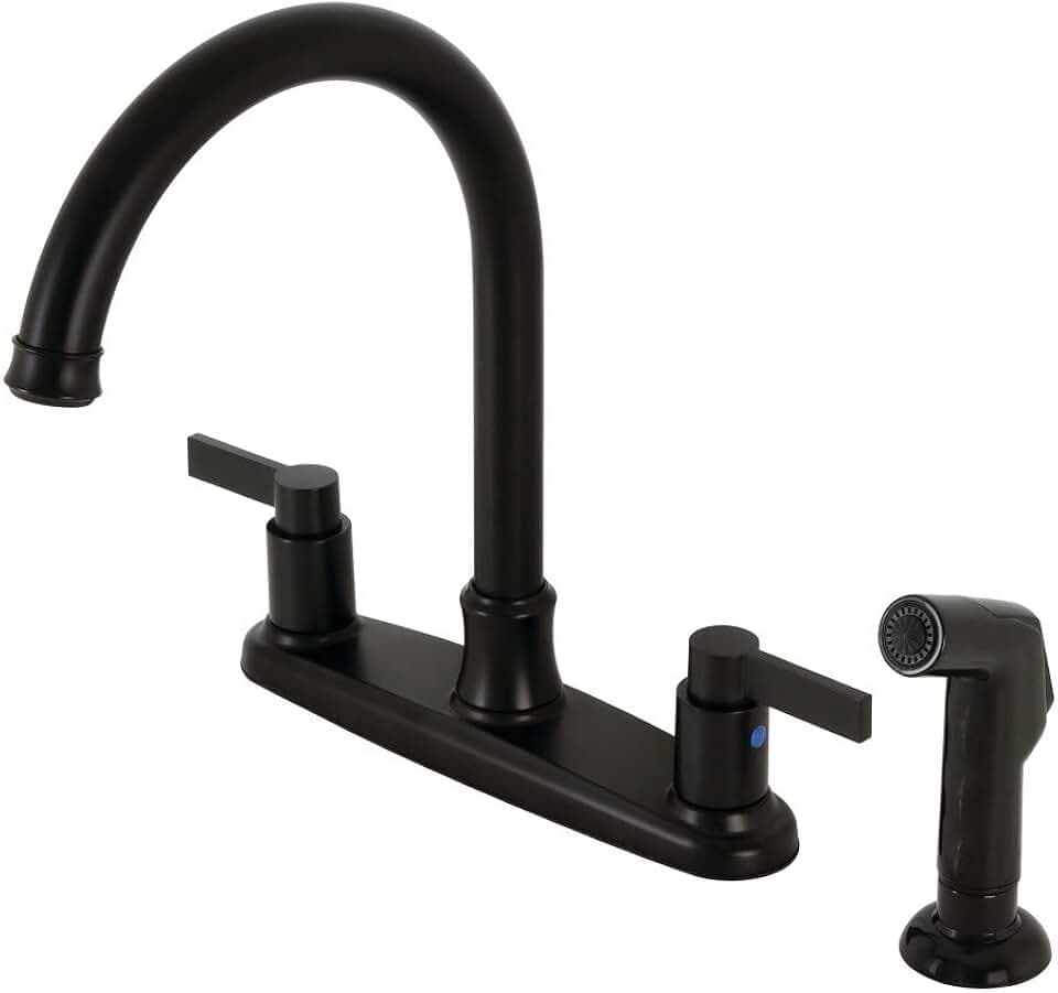 Kingston FB7790NDLSP Two-Handle 8" Centerset Kitchen Faucet, Matte Black