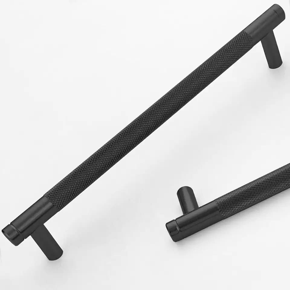 30 Pack 7 1/2 Inch 192 mm Black Cabinet Handles Cabinet Pulls Aluminum Handles Knurled Drawer Pulls Oxidation Finish with Diamond Pattern 8.6" Length (7.5" Hole Center)