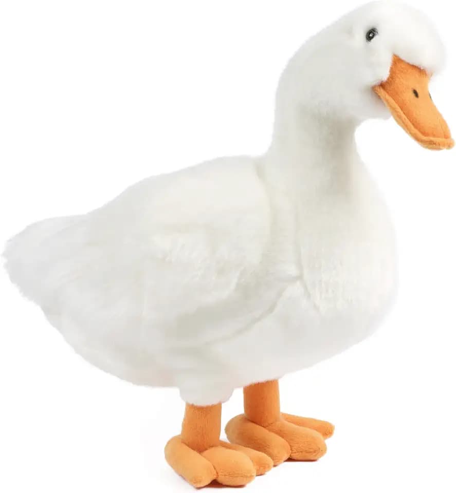 Living Nature Ente Kuscheltier 35 cm – Realistisch, Weiß, Flauschig & Weich für Kinder und Erwachsene, Bauernhoftier, Geschenk für Tierfreunde