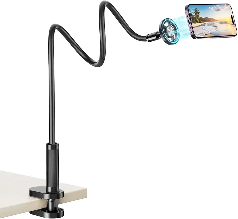 Magnetic Gooseneck Phone Holder for Bed, 360° Flexible Long Arm