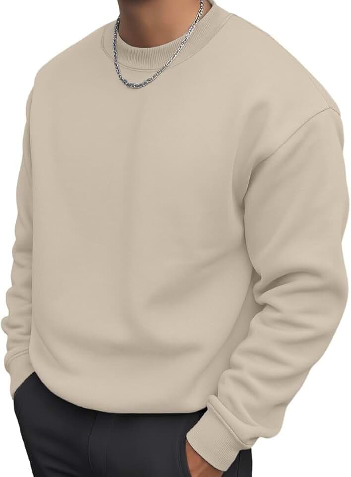 PrinStory Sweatshirt Herren Pullover Baumwolle Langarmshirt Mit Rundhals Freizeit Strickpullover Causal Sweater Warm