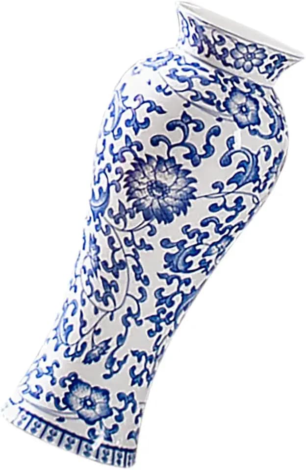 STOBAZA Porzellanvase, blau und weiß, Vintage-Keramikvase für Schreibtisch- und Tischdekoration zu Hause, 8,26 Zoll