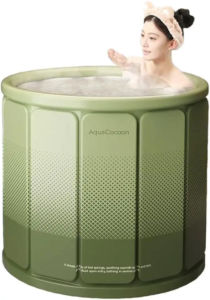 jessie Portable Foldable Bathtub for Adults PVC SPA Soaking Standing Bath Tub for Shower Stall, Freestanding Non-Inflatable Hot Ice Bath Tub with Thickened Thermal Foam to Keep Temperature