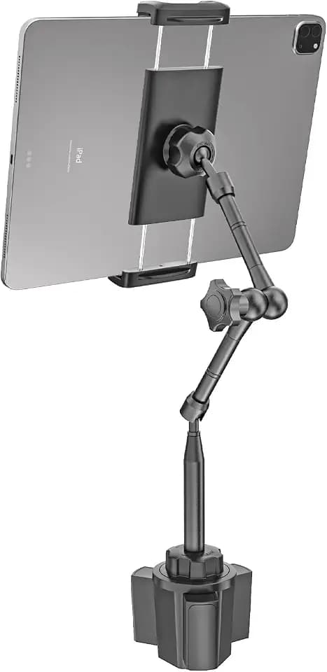 Heavy Duty Metal Cup Holder Tablet Car Mount - Extra Long Arm