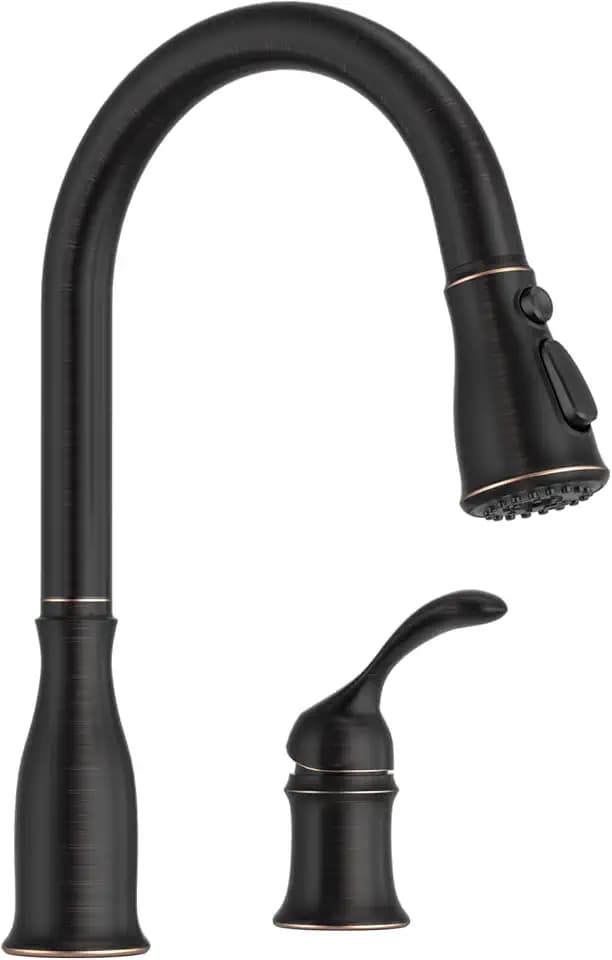 APPASO 2 Hole Kitchen Faucet Oil Rubbed Bronze with Pull Down Sprayer