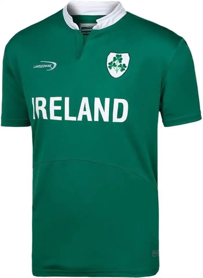 Lansdowne Grün Performance Rugby Shirt mit Irland Shamrock Design T-Shirt mit Kurzarm für Männer, Grün
