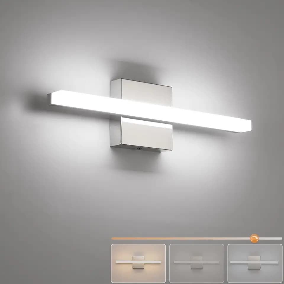 Combuh Modern Bathroom Vanity Lights Over Mirror, Chrome LED Wall Sconce