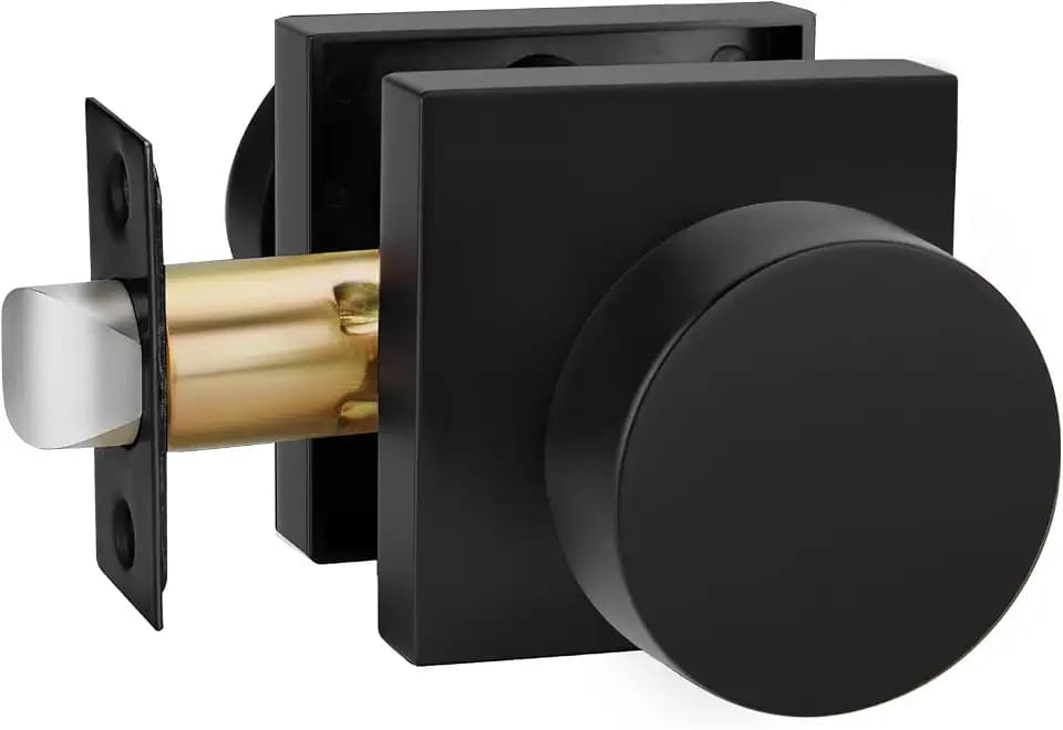 Goldenwarm Passage Door Knobs Black, Zinc-Alloy Heavy Duty Closet Door Knobs, Contemporary Matte Black Door Knob Passage, Matte Black Door Knob for Hallway(1 Pack)