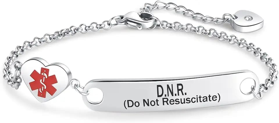 NARTGO Heart Medical Alert ID Bracelet for Women Emergency First Aid Health Alert Stainless Steel Adjustable Chain Bracelets