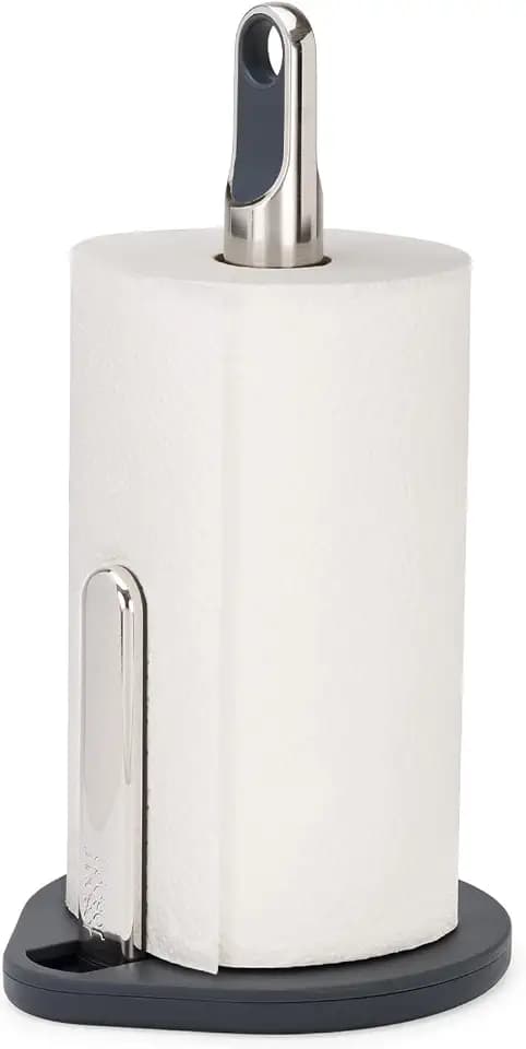 Joseph Joseph Hold Küchenrollenhalter, Federspannarm, Einhand-Abreißen, Schwerer Sockel, Anti-Rutsch, Für 140mm Rollen