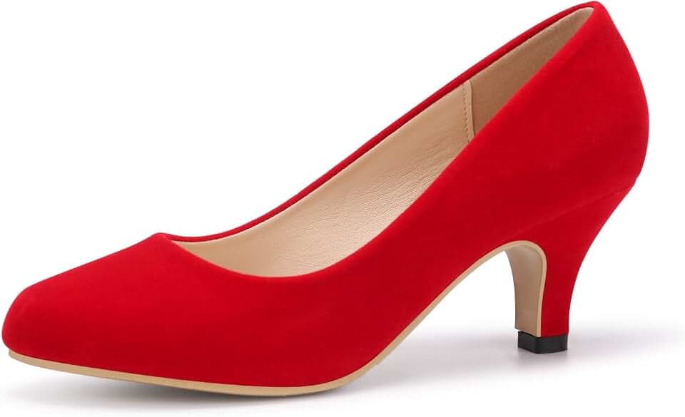 Women's Court Shoes Kitten Heels Wide Bridal Work Office Wedding Party Low Heel Pump Slip On Shoes