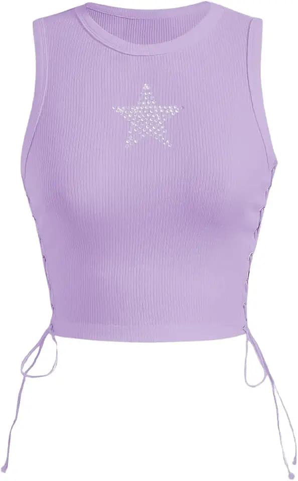 SOLY HUX Women's Tank Tops Y2K Summer Going Out Crop Top Concert Outfits