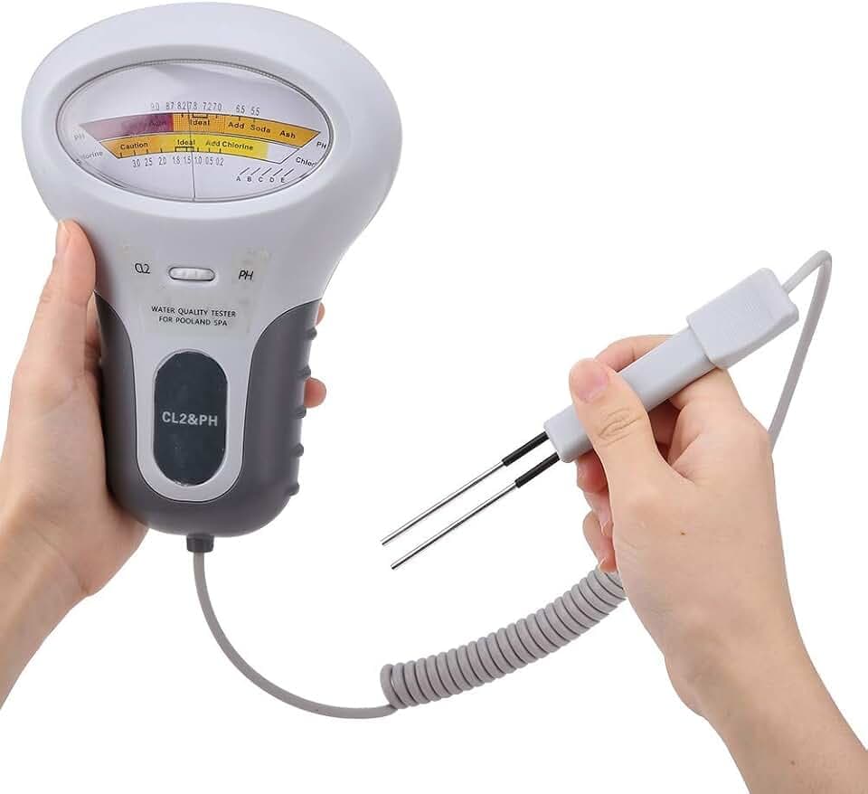 2-in-1 pH und Chlor Messgerät PC-102B, Wasserqualität Tester für Schwimmbad, Digital Wassertester Monitor mit pH und CL2 Messung