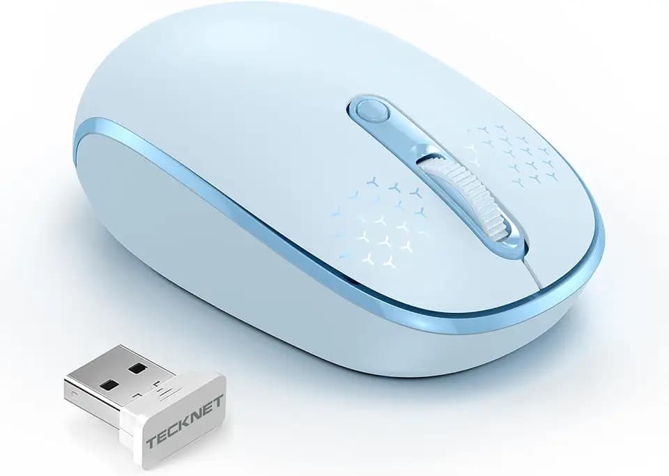TECKNET Compact Ambidextrous Wireless Mouse for Laptop Blue