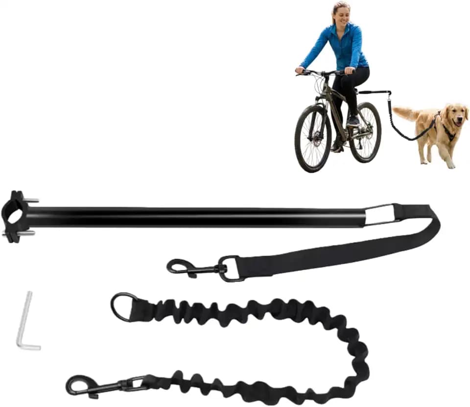 Dog Bike Leash, Hands-Free Pet Leash with Adjustable Seat Lock, Spring Attachment for Bicycle Riding (Quick Connect)