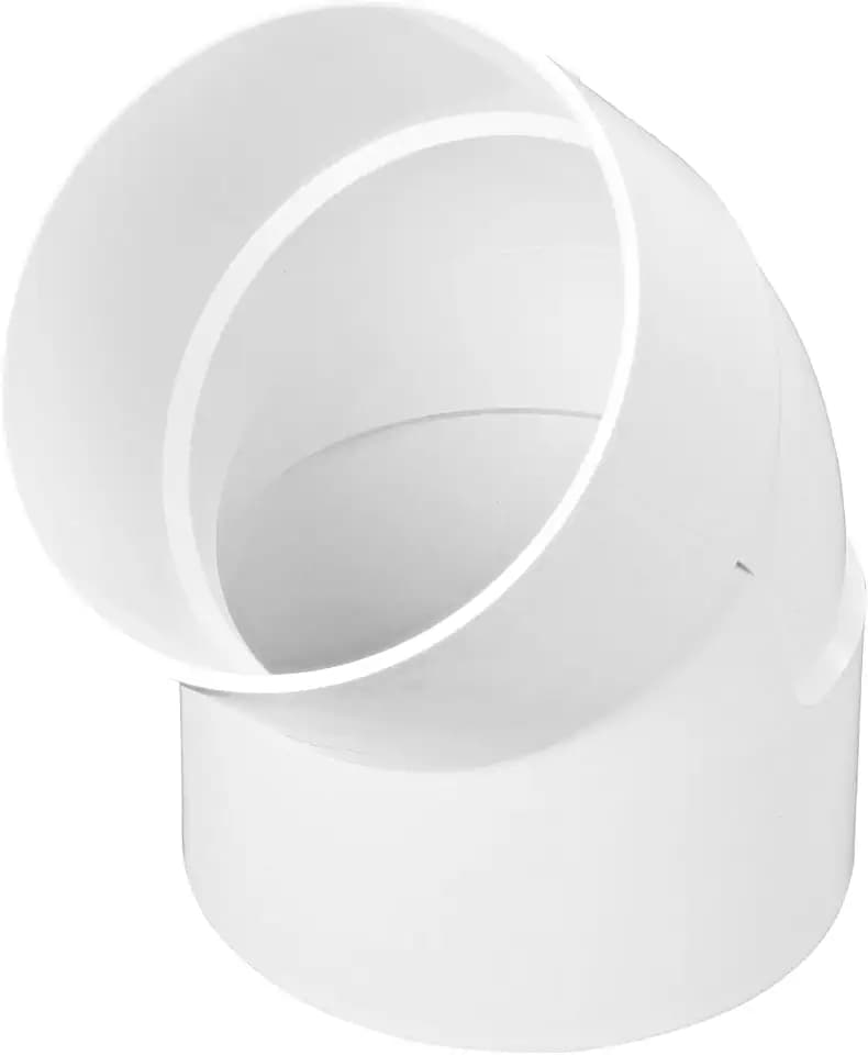 NDS 6P03 PVC 45-Degree Elbow, 6-Inch, for Hub X Hub Solvent-Weld Connections, for Use with 6-Inch Sewer and Drain Pipe, White