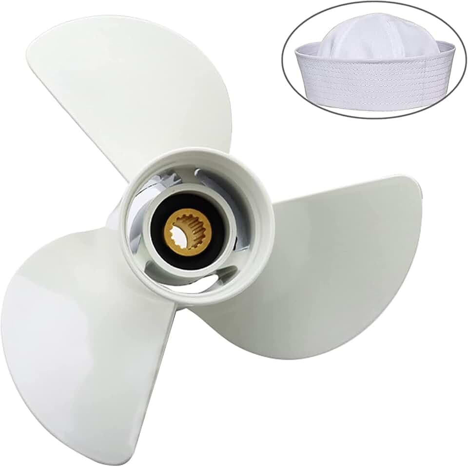 13 1/2x15-K Outboard Propeller for Yamaha Engine 60HP 70HP 75HP 80HP 85HP 90HP 115HP 130HP，15 Tooth, RH ，3-Blade，Replaces 6E5-45947-00-EL，White