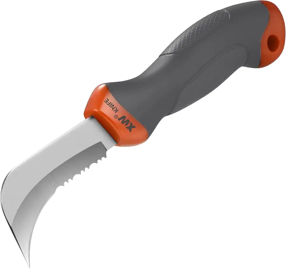 XW Linoleum Flooring and Roofing Knife with Stainless Steel Hook Blade for Cutting Wallpaper, Carpet, Vinyl, Ceilings, Floor Covering