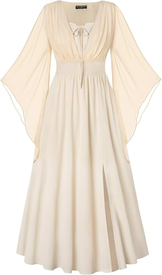 SCARLET DARKNESS Damen Renaissance Korsett Kleid Mittelalter Maxi Kleider
