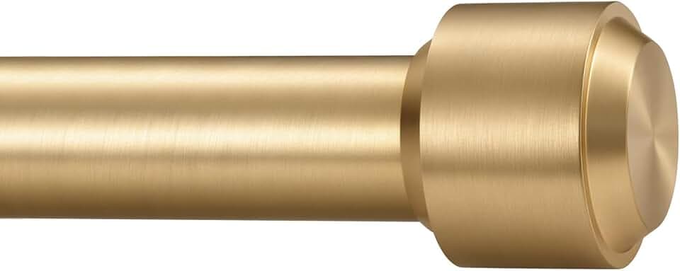 Curtain Rods, Non-Adjustable Drapery rod for Window, 1IN Diam 108INCH/9 Foot Fixed Length Rod with Aluminum End Caps and Brackets, Warm Gold
