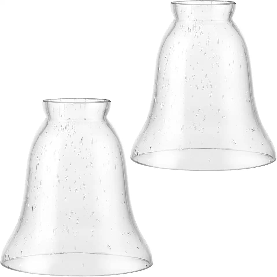 Skelang 2 Pcs Ceiling Fan Light Shade, Lip Lamp shade, Bell Shape Light Fixture Globes Replacement, Seeded