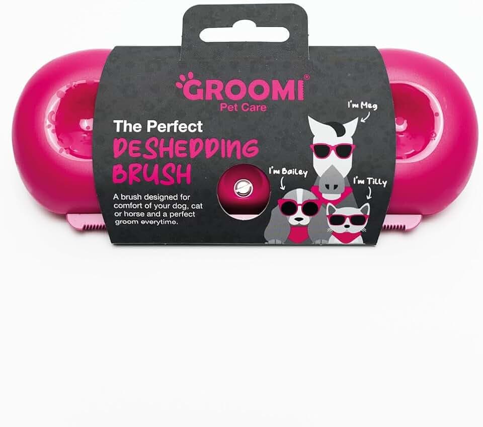 Groomi Enthaarungs- und Fellpflegebürste für Hunde, Katzen, Pferde und Kaninchen, sanftes und effektives Haustierpflege-Werkzeug, breiter Flacher Kamm, glatter Groomer für Katzen, Hunde und Pferde