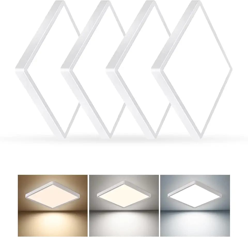 16 Inch Square LED Flush Mount Ceiling Light,4 Pack,36W 3600LM,3CCT(White)