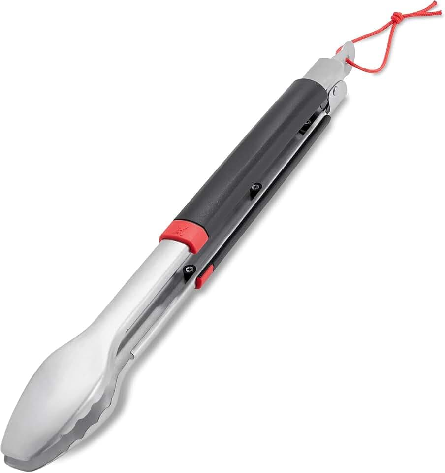 Weber Grillzange (40cm), aus Edelstahl, mit Komfortgriff und praktischem Verschlusssystem, spülmaschinenfest für einfache Reinigung, mit Schlaufe zum Aufhängen - Schwarz (6317)