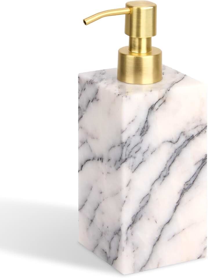 Natural Marble Soap Dispenser, Lilac, Rectangular Bottle