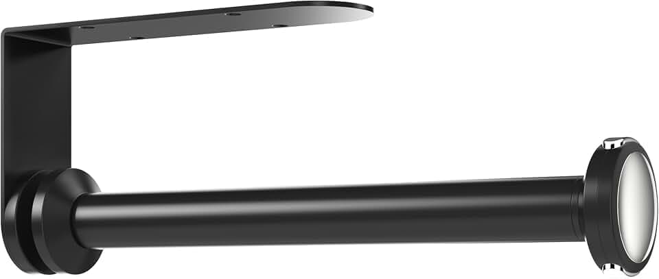 theaoo Under Cabinet Paper Towel Holder, One-Hand Tear, Wall Mount, Black